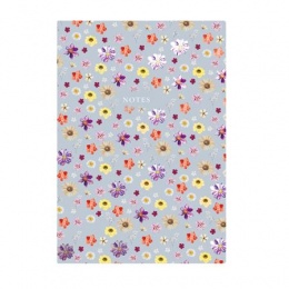 Jegyzetfüzet, A5, vonalas, 96 lap, TOPTIMER "Notes", kék virágos